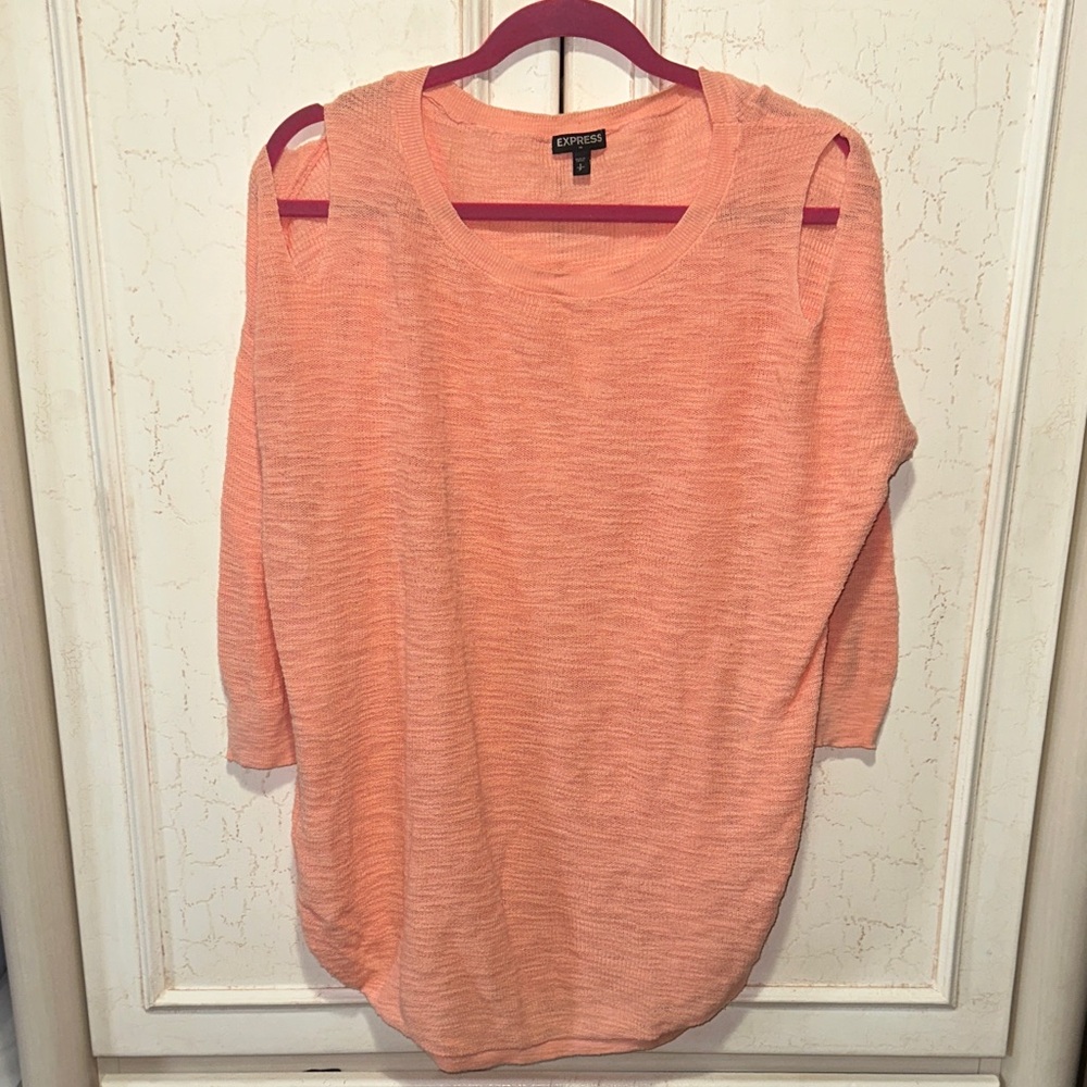 Express Peach Women's Cut Out Shoulder Sweater